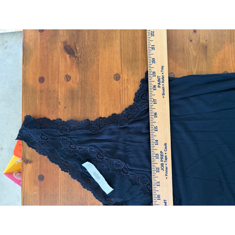 Vintage I. Magnin Womens Black Lace Trim Sexy Maxi Nightgown L Soft goth cotton‎ - Picture 5 of 6